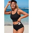 thumbnail image 3 of Asoul Women's Ruched Bikini Sets Sporty Two Piece Swimsuits Strapy Bathing Suit with Pockets, 3 of 6