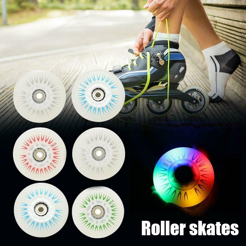 Outdoor LED Light Inline Skate Wheels Sliding Flash PU Roller Wheels 90A 4PCS 