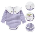 thumbnail image 2 of asjyhkr Boys Girls Knitted Rompers Casual Cute Comfy Snap-Up Pullover Soft Daily Loungewear Outfits for Toddler(12-18 Months,Purple), 2 of 8