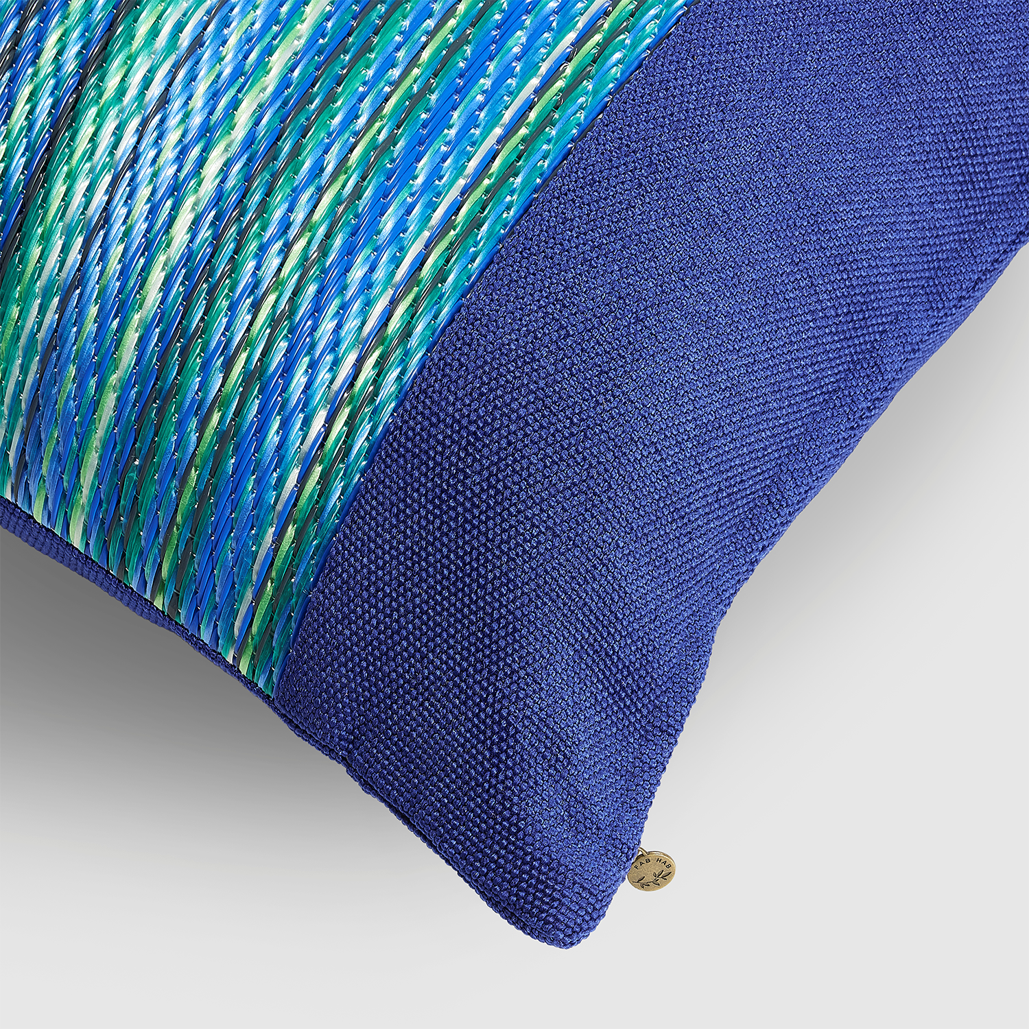 Fab Habitat Indoor/Outdoor Throw Pillow Made from Recycled Polyester Yarn - Double Sided, Stain Resistant, Machine Washable - Bohemian - Patio, Deck, Porch, Living Room - Cancun - Blue - (20" x 20")