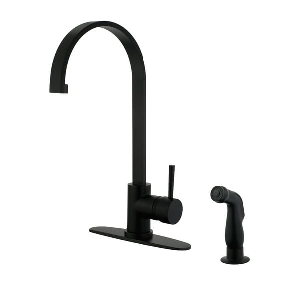 Gourmetier LS8710DLSP Concord Single-Handle Kitchen Faucet with Side Sprayer, Matte Black