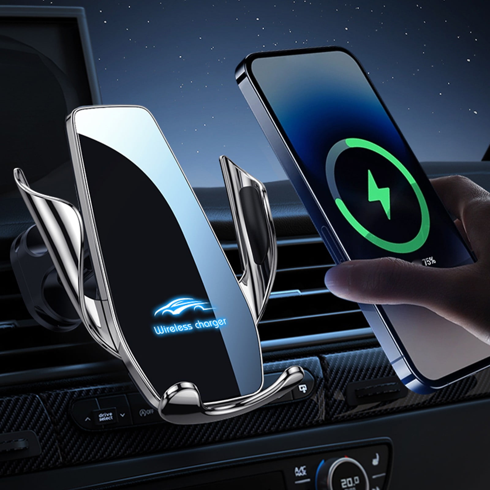 Support Téléphone Voiture à Clip - Pour Tableau De Bord Ou Pare-soleil, Réglable 360°, Compatible 4 à 6,5 Pouces - 7