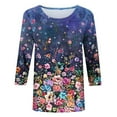 thumbnail image 4 of Hauts Décontractés pour Femmes Mode T-shirt Imprimé de Pâques Ample Mi-Longueur Manches 3/4 Blouse Col Rond Hauts Décontractés pour Femmes en Liquidation, 4 of 5