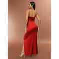 thumbnail image 3 of D&M Women's Satin Midi Slip Dress with Side Slit Club Party Long Dresses, Sizes XS-XXL, 3 of 5