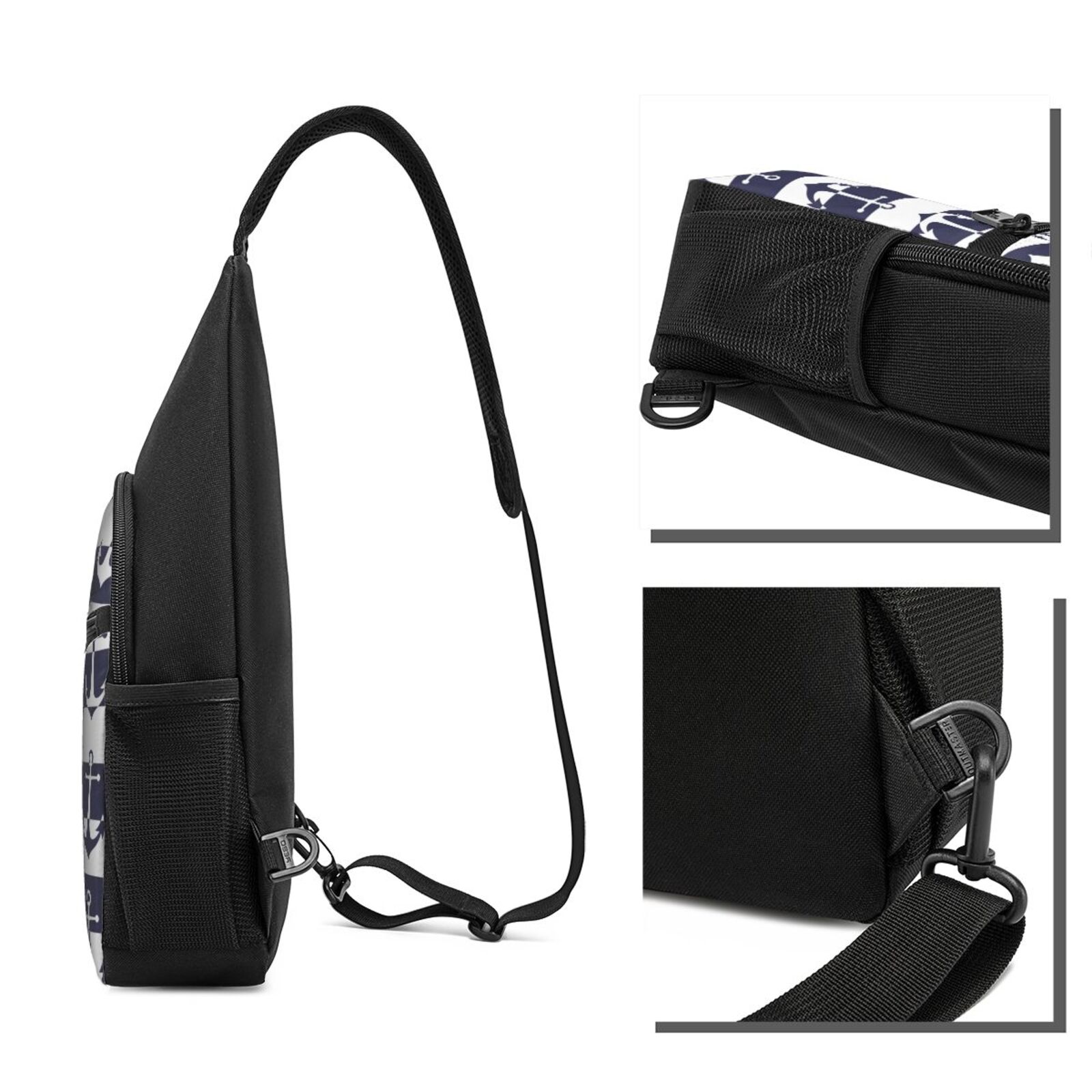 Xecao's Anchors Print Sling Bag: A Versatile Chest, Shoulder, and Crossbody Backpack for Casual Days Out, Perfect for Both Men and Women