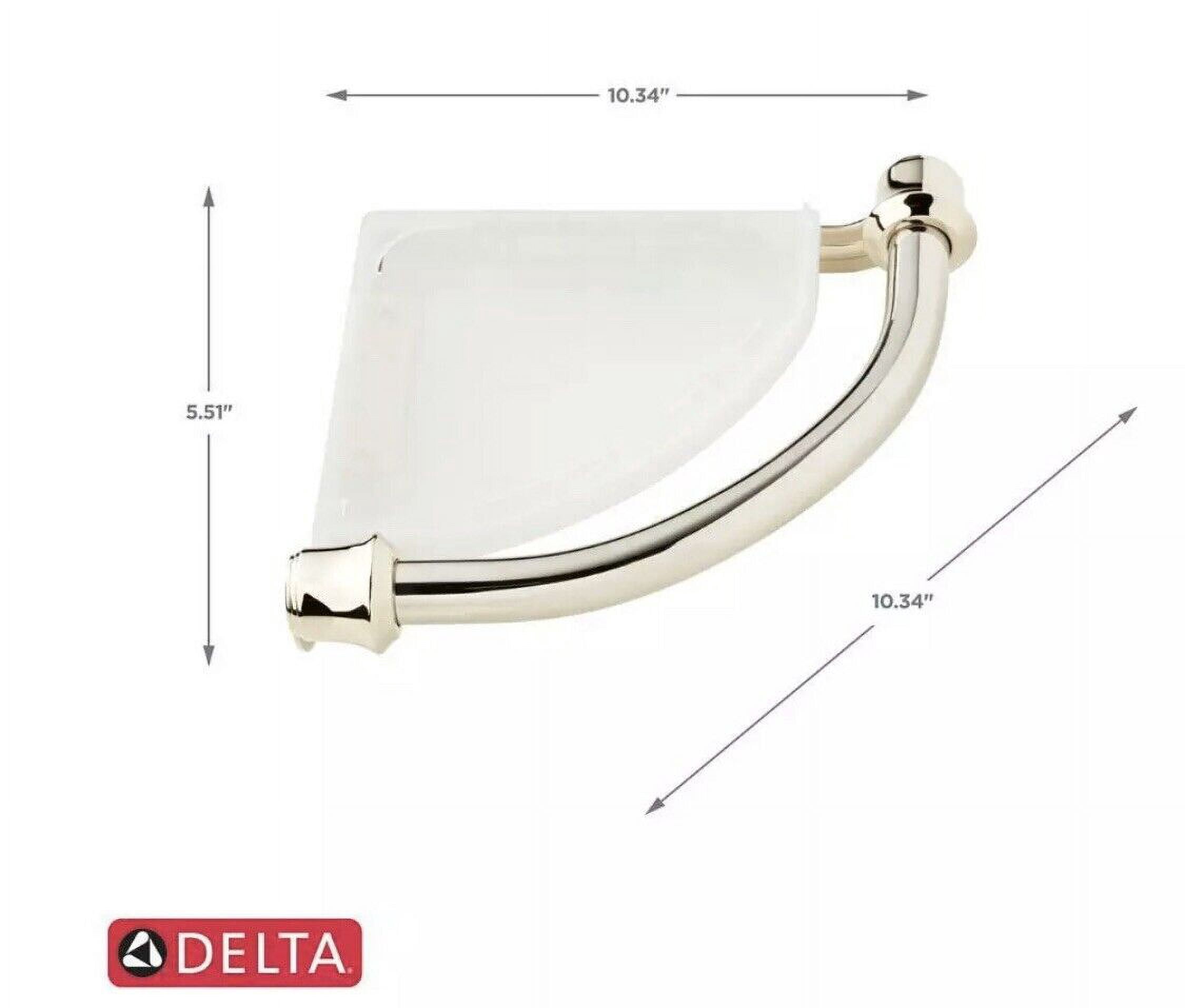 Delta Corner 8.75"W x 10.26"D Wall Shelf With Assist Bar, Brushed Nickel