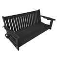 thumbnail image 7 of HDPE 3-Seater Porch Swing, 5-ft Bench Swing with Foldable Cup Holders,18/8 Stainless Steel Hardware, High Backrest and Deep Contoured Seat (Black, 5-feet), 7 of 7