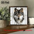 thumbnail image 5 of 1pc Retro Wolf Head Oil Painting Wall Art 8x8 Inches Rustic Wood Frame Wildlife Decor, Horizontal Portrait of a Wolfshead Suitable for Living Room, Bedroom, Office Natural Wood Framed, 5 of 9