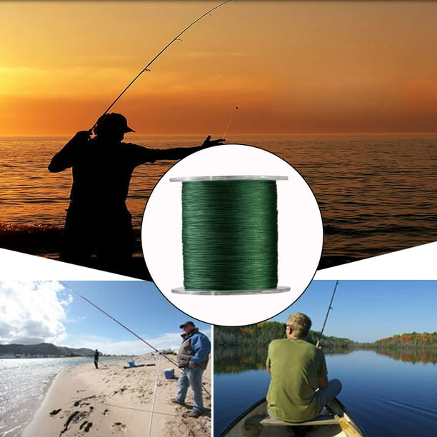 Walfront 1pc 300m Pe Braided 4 Strands Super Strong Fishing Lines Multi-Filament Fish Rope Cord Green ,fishing Line, 4 Strands Fish Line 6