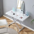 thumbnail image 6 of TesNus Lift Top Table, Adjustable Height White Marble MDF Table with Silver Metal Legs for Living Room Dining Office, 6 of 8