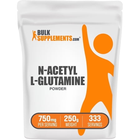 BulkSupplements N-Acetyl L-Glutamine Powder - 750mg per Serving - 250 Grams (8.8 oz) - 333 Servings