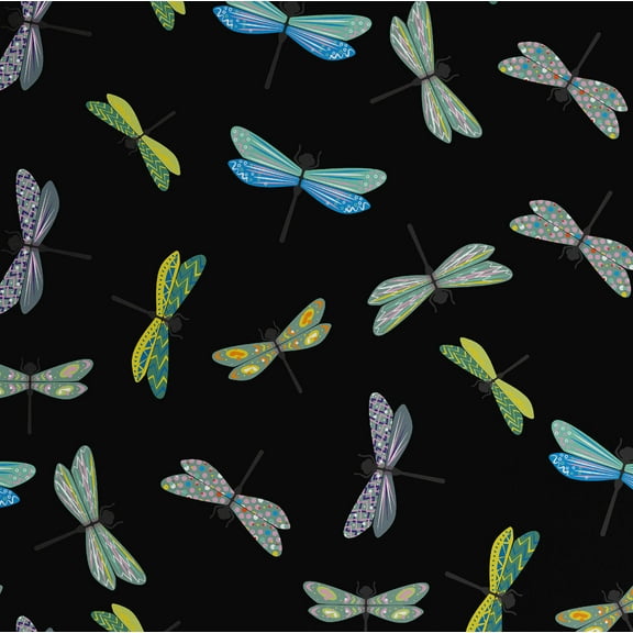 S4Sassy Dragonfly Print Wallpaper - Animal Theme Removable Walls Covering, 25" x 120" Self-Adhesive Vinyl Wall Paper, Decorative Wallwrap, Easy DIY Walls Covering For Bedroom, Living Room - Black