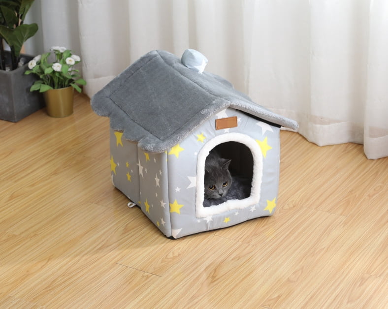 Dog House Indoor Puppy Cave Cat Nest Kennel Pet Bed Portable Memory Sponge Foldable Houses with Cushion