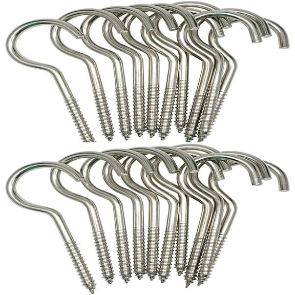 3 Inch Heavy Duty Large Screw Hook Ceiling Hook Cup Hook Silver 20 Pcs