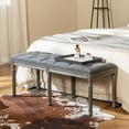 thumbnail image 4 of Costway 47" French Vintage Entryway Bench Upholstered Dining Bench with Rubber Wood Legs Grey, 4 of 9