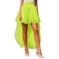 thumbnail image 2 of Women's Asymmetrical Long Tulle Skirt, Rainbow Colorful Multilayer Ballet Underskirt, Fluffy Party Skirt for Halloween Costume, 80s Outfit and Festive Celebration Yellow A, 2 of 5