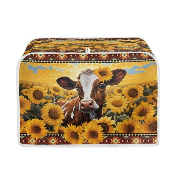 Tutolipy Aztec Sunflower Cow Printed Toaster Dust Cover 4 Slice Dustproof Scratchproof Kitchen Small Appliance Protector Universal Size for Most Standard 4 Slice Toasters