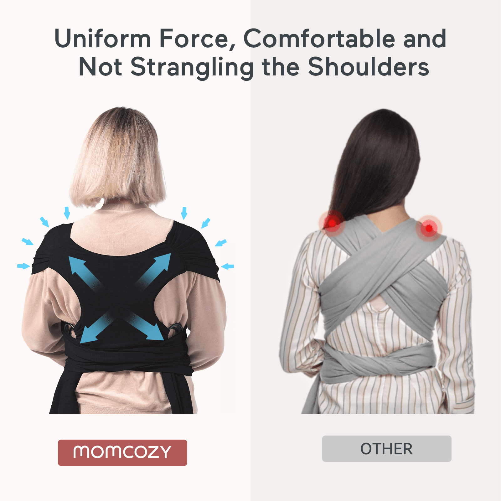 Momcozy Baby Wrap Carrier Slings- Black, Adjustable Easy to Wear Infant Carrier Slings for Babies Girl and Boy