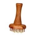 thumbnail image 2 of Peine de masaje de madera de 24 dientes de latón, portátil, para el hogar y oficina, compacto, herramienta para meridianos, masaje de cabeza y, 2 of 9