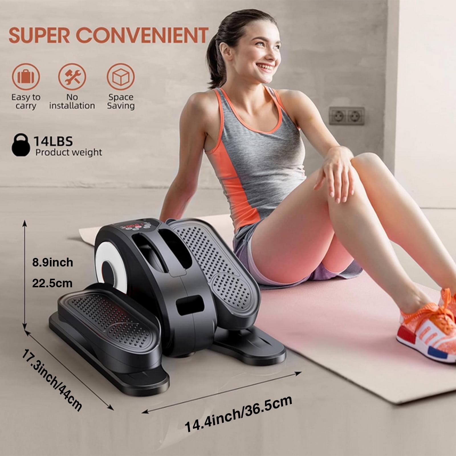 Under Desk Elliptical - Leg Exerciser Machines for Seniors, Seated Elliptical with Remote Control, LCD Display Electric Elliptical Trainers for Home, Ellipse Leg Exerciser with Pedal Straps, Giftable