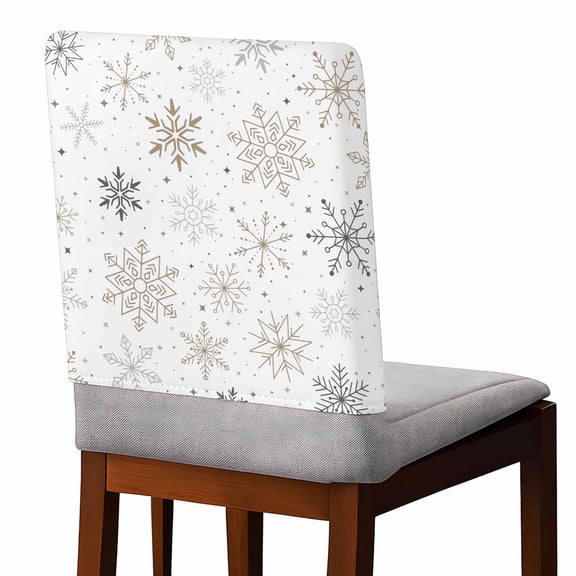 Christmas Snowflakes Chair Covers Set of 4 Xmas Winter White Background Chair Back Covers Stretch Removable Washable Slipcovers Protector for Dining Room Kitchen Party Decor