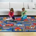thumbnail image 3 of Kids Car Rug, City Map Playmat, 78.7"x59", Blue, Nylon Pile, Latex Backing, Non-Slip, Foldable, Machine Washable, Perfect for Playroom, Bedroom, Living Room, 3 of 8