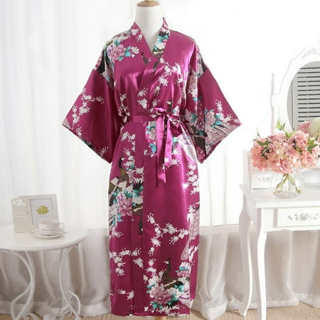 KIHOUT Women s Sexy Floral Print Kimono Bathrobe Dressing Gown Housewear Lingerie Nightdress