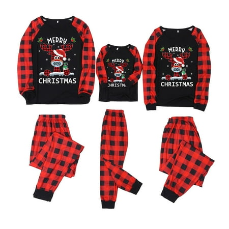 

women Christmas pajamas for family matching outfits son daughter sets soft Black Merry Christmas 2020 Elk Family Pajamas Women Red Plaid Casual Loungewear