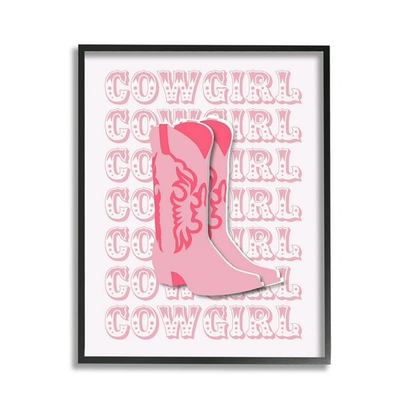Stupell Industries Pastel Cowgirl Boots Beauty & Fashion Painting Black Framed Art Print Wall Art, 11 x 14