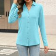thumbnail image 4 of Yigetop Womens Button Down Blouse, Womens Long Sleeve Tops Button Down Shirts Casual Fall Tops Trendy Tops Shirts for Women Sky Blue XL, 4 of 8