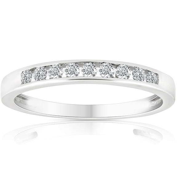 Pompeii 1/4 Ct Diamond Channel Set Wedding Ring 10k White Gold (K-L,I2-I3)