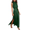 thumbnail image 2 of Lenago Robes Formelles Grande Taille pour Femmes Mode Femmes Été Uni Décontracté Col Rond Sans Manches Fente Haute Robe Maxi Robes d'Été de Plage en Liquidation, 2 of 7