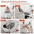 thumbnail image 2 of New Manual Rocker Recliner Chair for Adults,Rocking Glider Recliner for Small Spaces,PU Leather Rocking Chair for Nursery,Single Sofa Recliner for Home Theater Living Room Bedroom(PU Light Gray), 2 of 8