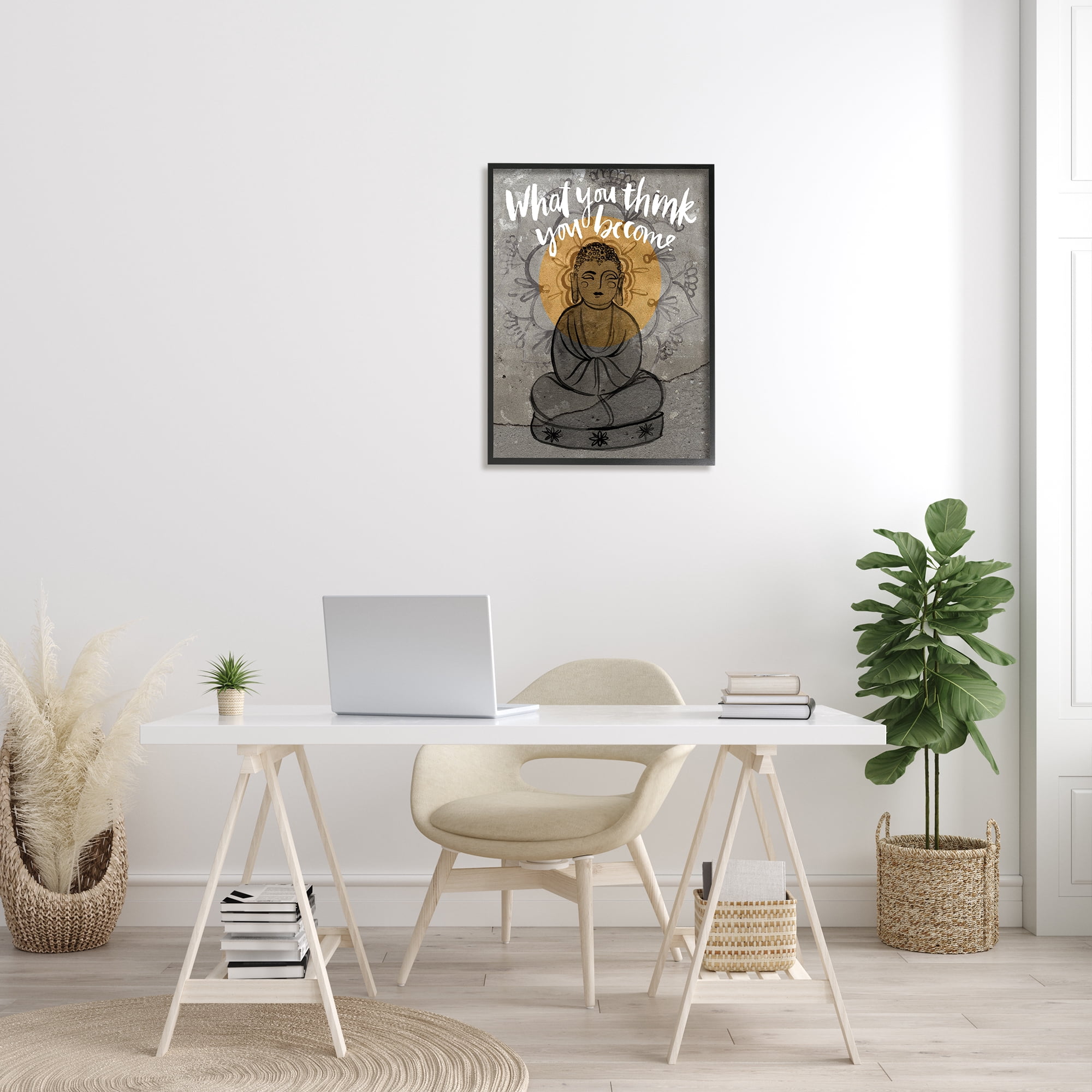 Stupell Industries What You Think You Become Phrase Floral Pattern Buddha, 24 x 30, Designed by Jennifer Paxton Parker