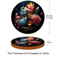 thumbnail image 3 of Fragmented Flowers 6PCS Round Car Coasters, Microfiber Leather Drink Cup Holders, 11x11 cm/4.3x4.3 in - Set of 6 Absorbent Car Coasters for Car, SUV, Truck, Easy to Clean Auto Accessories, 3 of 6