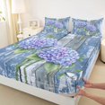 thumbnail image 3 of Manfei Garden Hydrangea Fitted Sheet, Cute Flower Queen Bedding, Dusty Blue Hydrangea 3 Pieces, 1 Fitted Sheet and 2 Pillowcases, 3 of 6