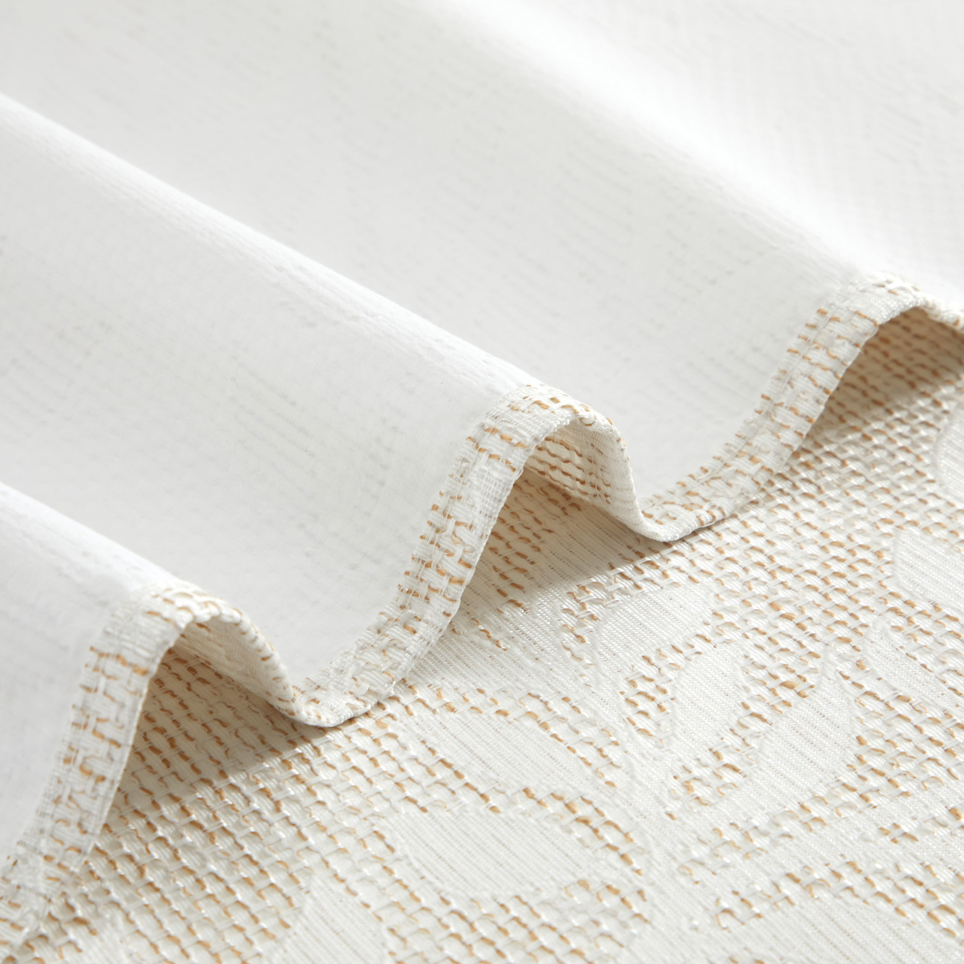 Mainstays Blackout Jacquard Curtain Panel Pair, Set of 2, Beige Botanical, 37 in W x 95 in L