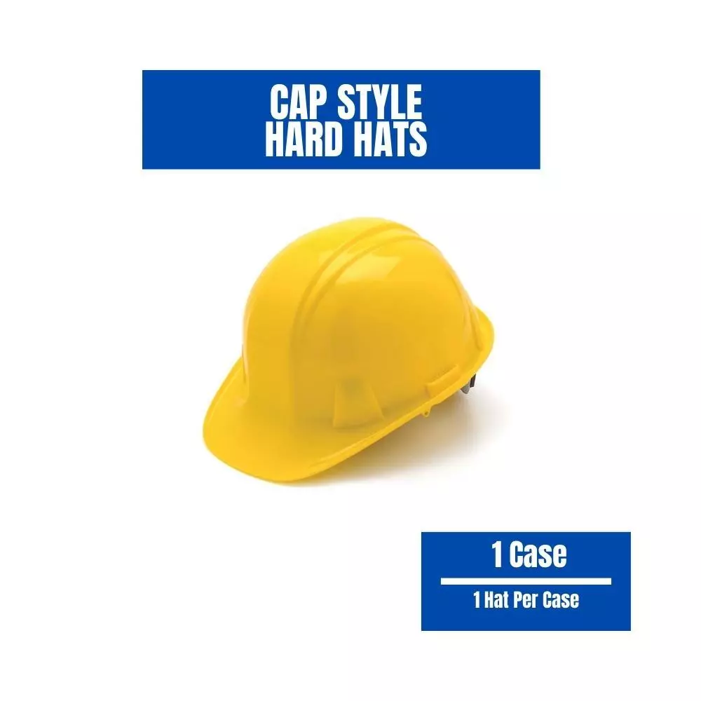 MMBM (HDPE) Yellow Helmet Hard Hat Adjustable 4 Point Ratchet Suspension Safety Construction Work - 1 Each