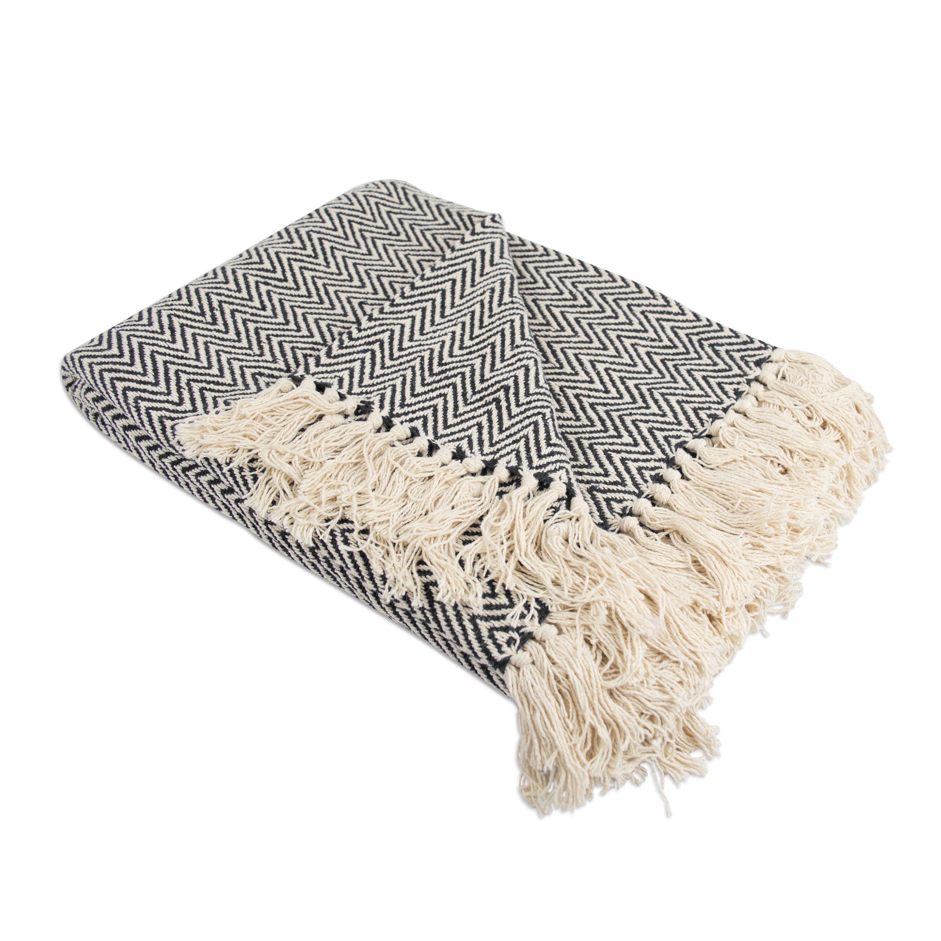 Flato Handloomed 100% Cotton Throw Sofa Blanket Indian Sand 50"x60" 