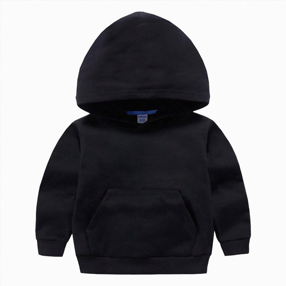 enyan Kids Cotton Hoodies Toddler Fall Pullover Hooded Medium Weight Sweatshirts with Pocket for Boys and Girls(Black,18-24 Months)