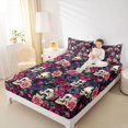 thumbnail image 3 of Homewish Hipple Sugar Skull Queen Sheets,Victorian Romantic Rose Queen Sheet Sets,Halloween Bed Set,4pcs,1 Flat Sheet, 1 Fitted Sheet and 2 Pillowcases, 3 of 6
