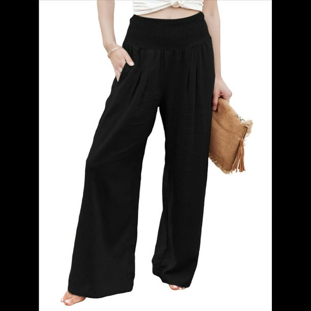 Pantalones Palazzo de para Mujer Negro XXL