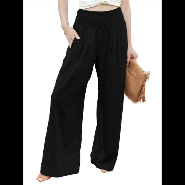 Pantalones Palazzo de para Mujer Negro L