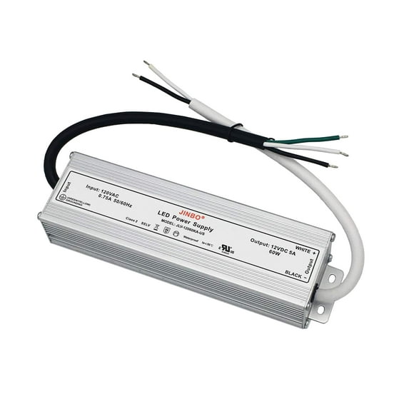 CNBRIGHTER-JINBO 12V DC Power Supply 60W, 100V-130V AC to 12V DC LED Low Voltage Transformer,IP 67 Waterproof Converter Constant Voltage LED Driver for Lightings (60 Watts)