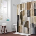 thumbnail image 6 of Abstract Color Block Shower Curtain for Bathroom Decor, Brown Beige Geometric Modern Art Waterproof Fabric Shower Curtain, 72"x96" Set with 12 Hooks, 6 of 9