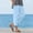Light Blue cotton linen capri pants for women a1, variant on Cagogo Cotton Linen Capri Pants for Women Mid Rise Flowy Casual Beach Vacation Ankle Pants Solid Regular Fit Summer Lounge Trousers, Army Green 2XL
