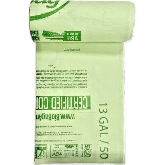 13 gallon compostable BioBag brand trash bags - 2 count