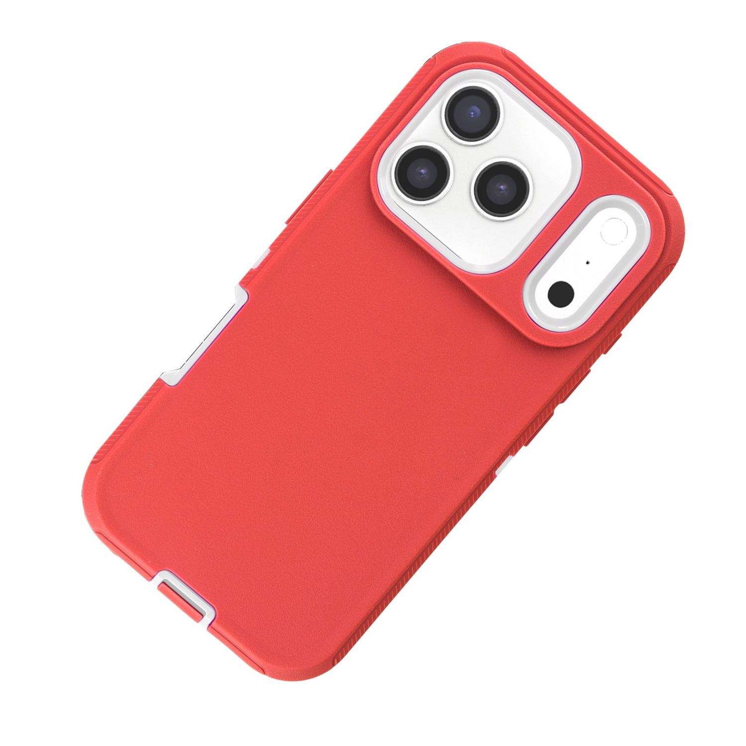 Rugged Hybrid Armor Case for iPhone 17 Pro Max - Red and White