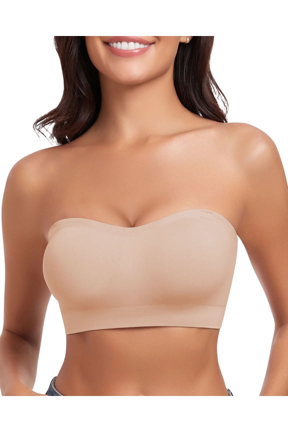 Strapless Bra for Women Non-Slip Silicone Wireless Bandeau Bras Seamless pads Bralette Tube Top Bra,Clear Bra Straps Included