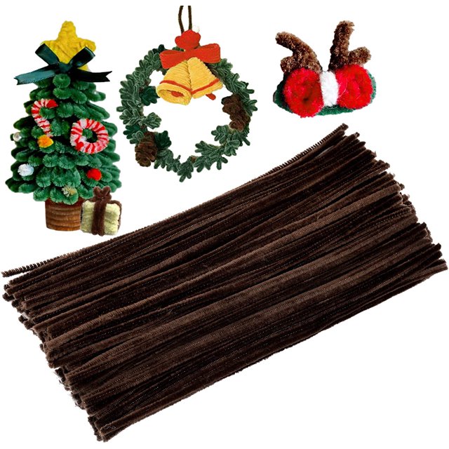 130 PCS Pipe Cleaner Chenille Stem,Dark Brown Pipe Cleaner for Crafts Handy Disposable Cleaning Tool - 6mm x 12" for DIY Art Craft Decorations